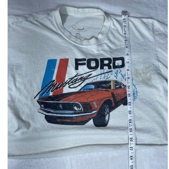 Ford Mustang Graphic Crop Top Tee White M/L Car Shirt - Picture 4 of 6